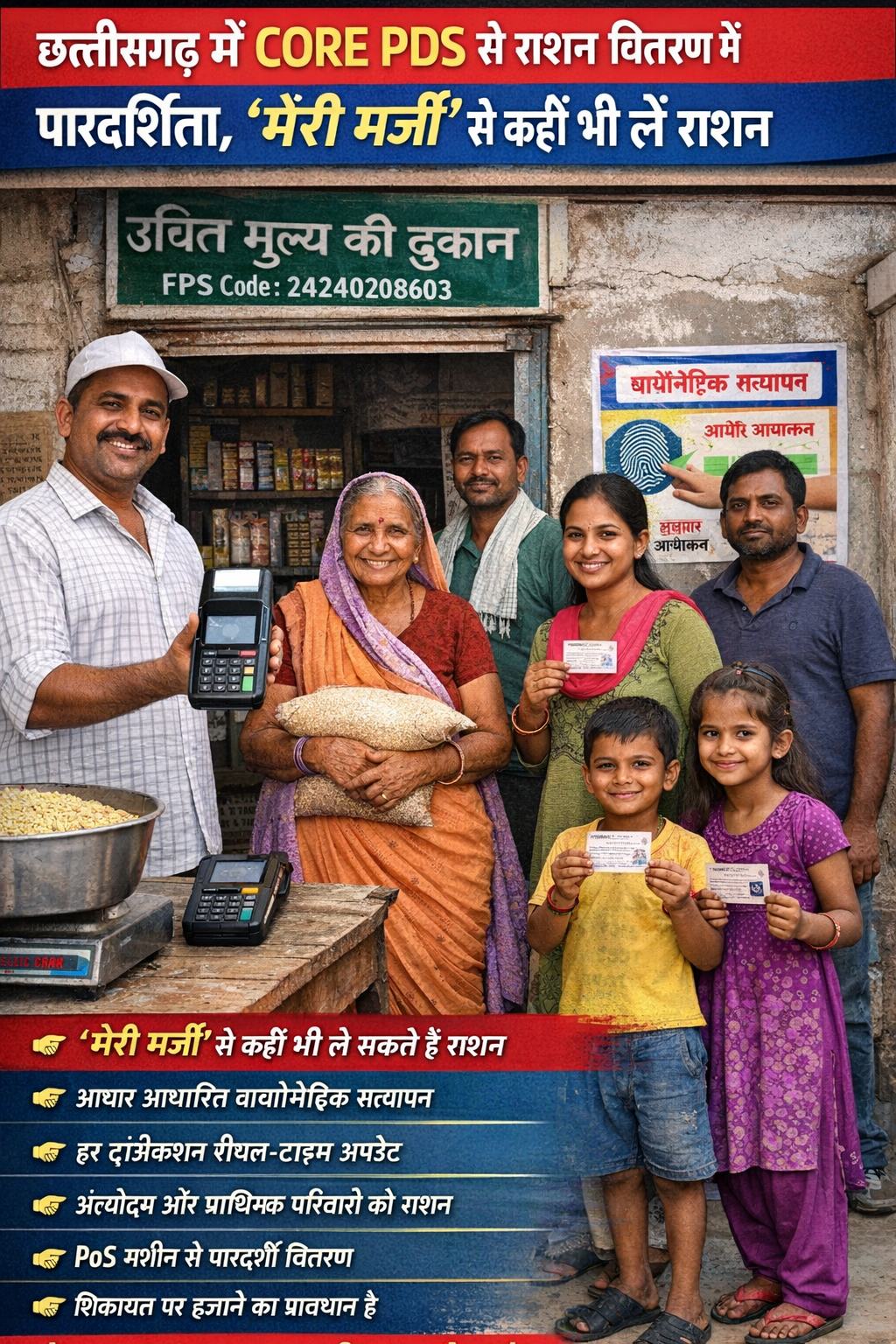 छत्तीसगढ़ में CORE PDS से राशन वितरण में पारदर्शिता, ‘मेरी मर्जी’ से कहीं भी लें राशन