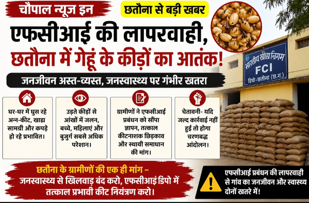 एफसीआई डिपो से फैल रहे गेहूं के कीड़ों का आतंक, छतौना में जनजीवन अस्त-व्यस्त
